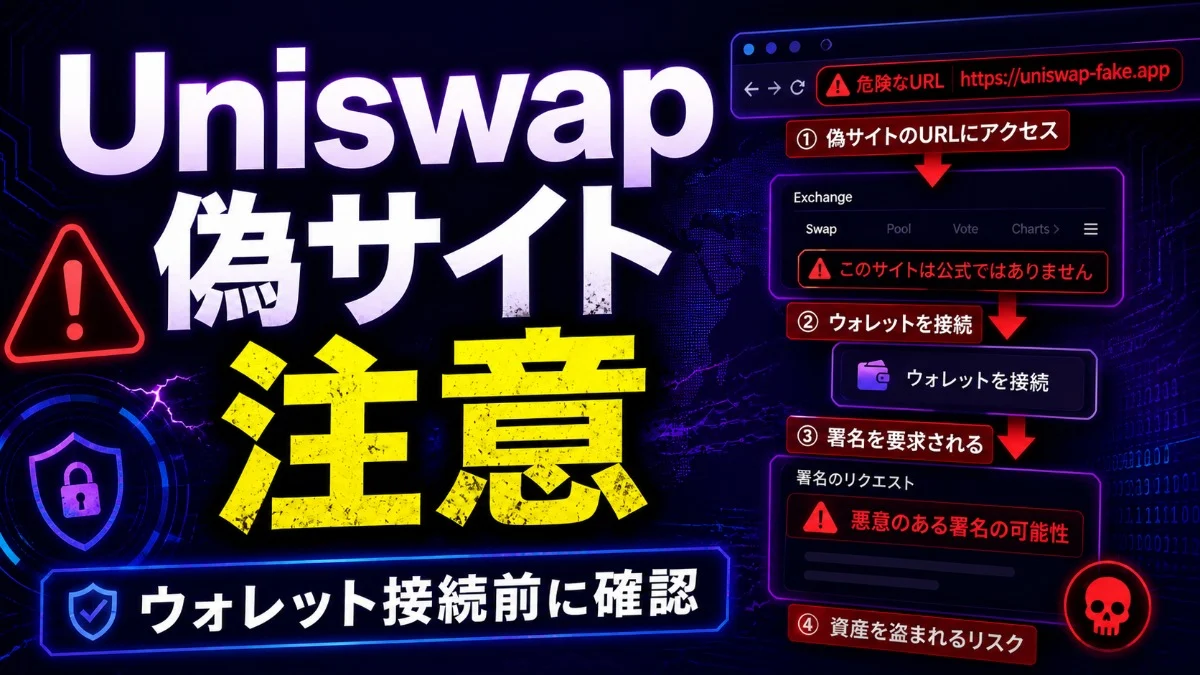 Uniswap偽サイト 注意 ウォレット接続前に確認