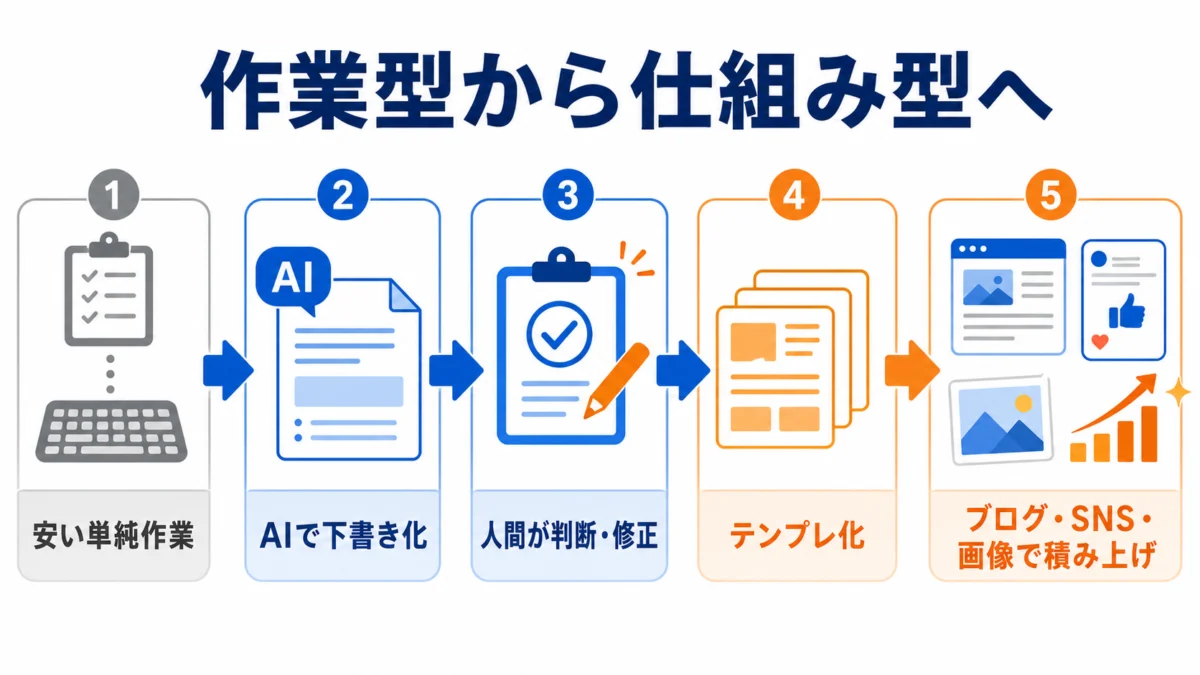 AI副業で作業型から仕組み型へ移行する5ステップ図解
