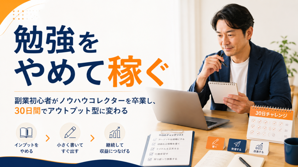 副業の勉強をやめて稼ぐアイキャッチ