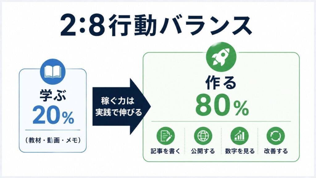 インプット2割・アウトプット8割の副業時間配分