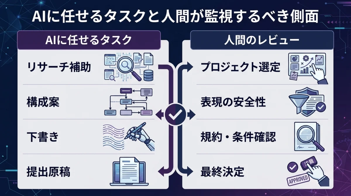 AIに任せるタスクと人間が監視すべき側面