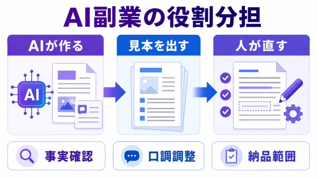 AI副業の役割分担 図解