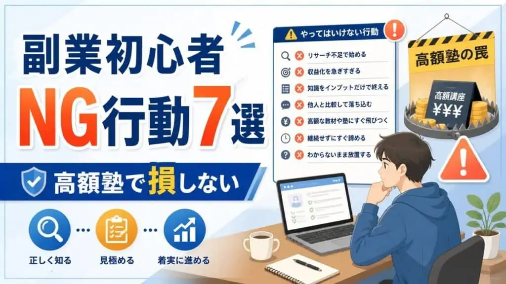 副業初心者 NG行動7選 高額塾で損しない