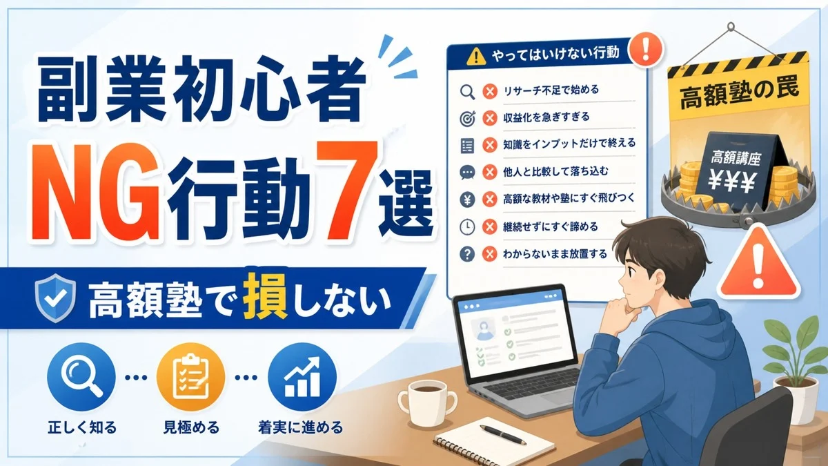 副業初心者 NG行動7選 高額塾で損しない