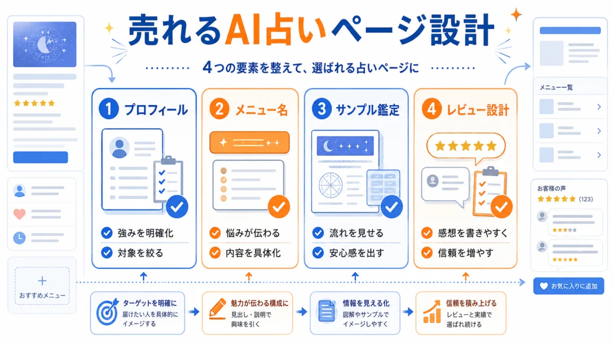 売れるAI占いページ設計の図解