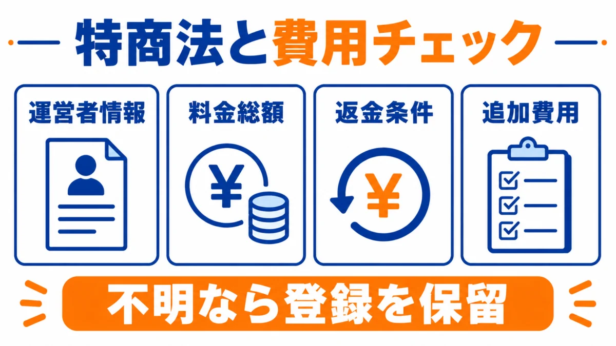 合同会社支援の特商法と費用チェック図解
