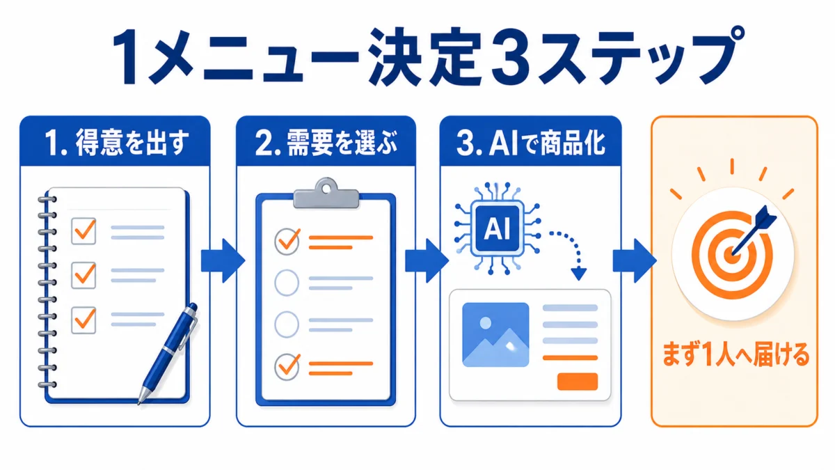 決めた1メニューを今日カタチにする3ステップ