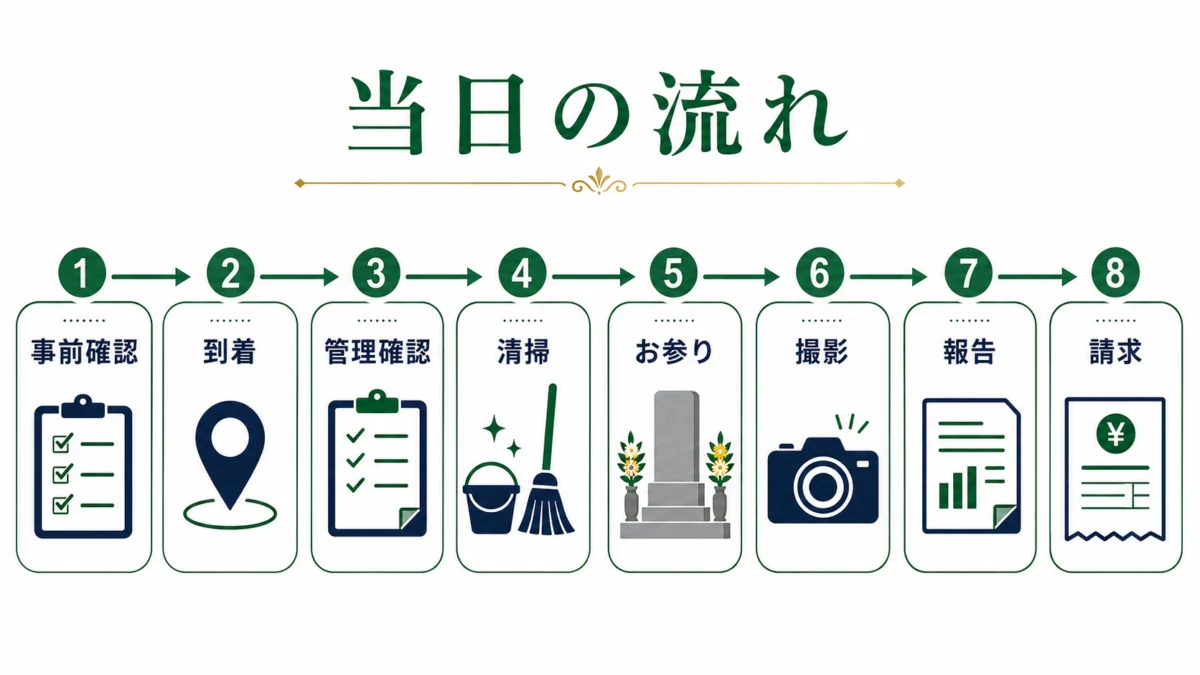 お墓参り代行の当日フロー