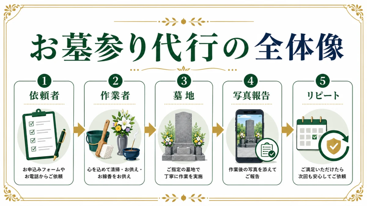 お墓参り代行の全体図