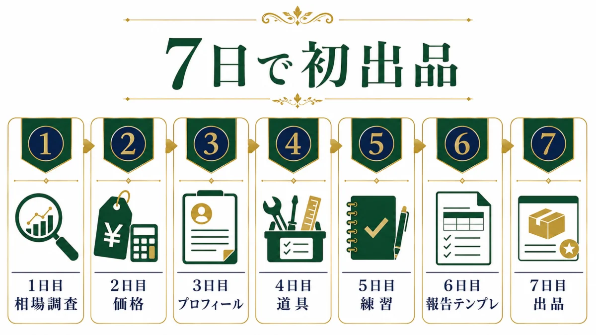 お墓参り代行を7日で初出品する流れ