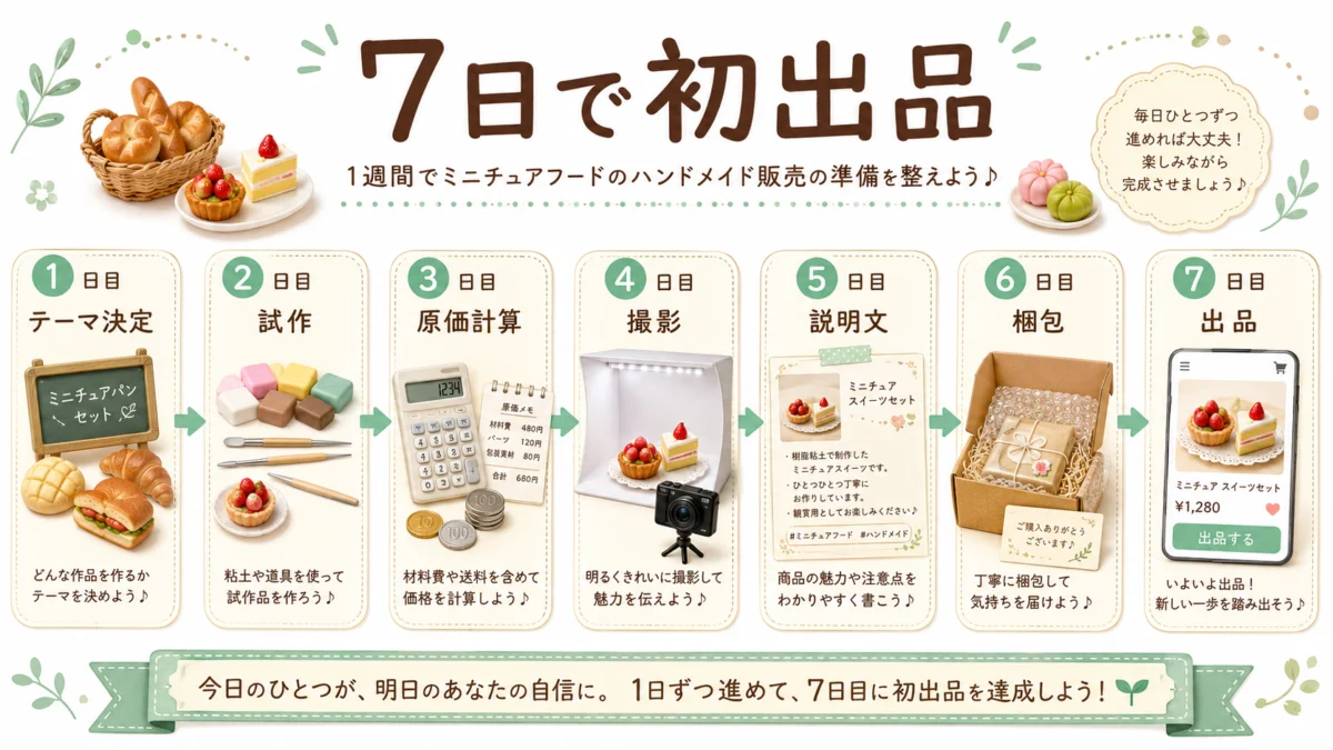 7日で初出品