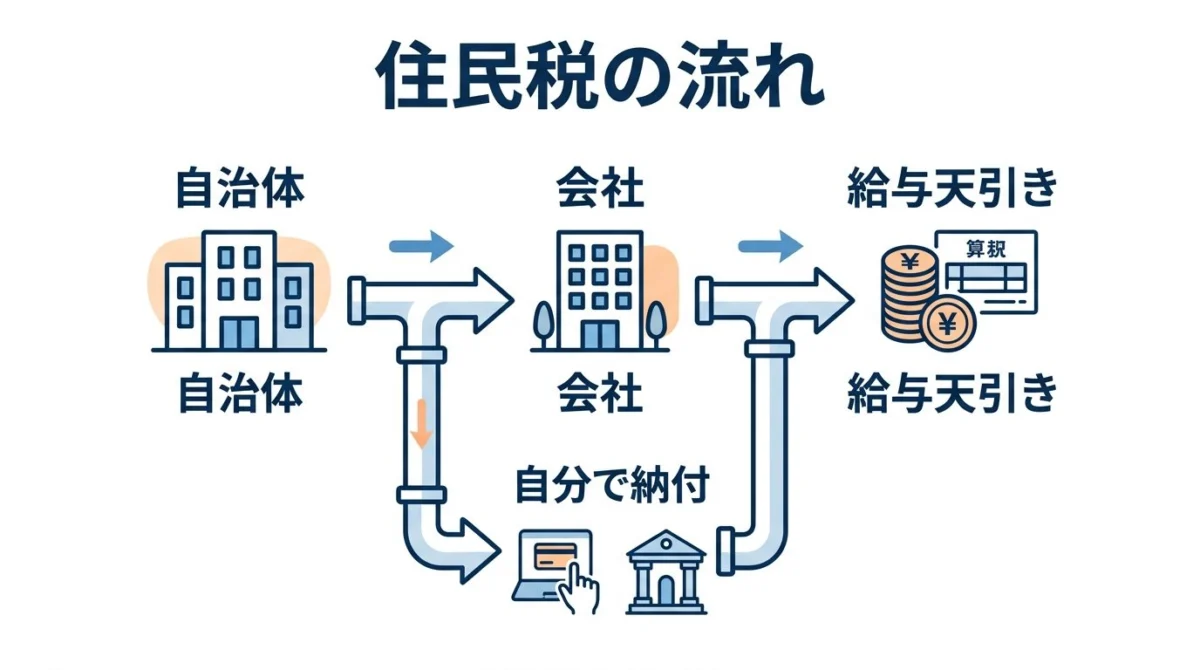 住民税の流れと会社通知の図解