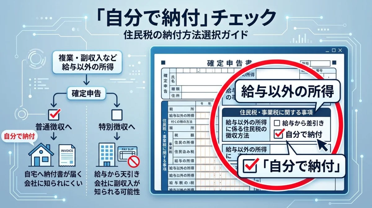 確定申告書の自分で納付チェック図