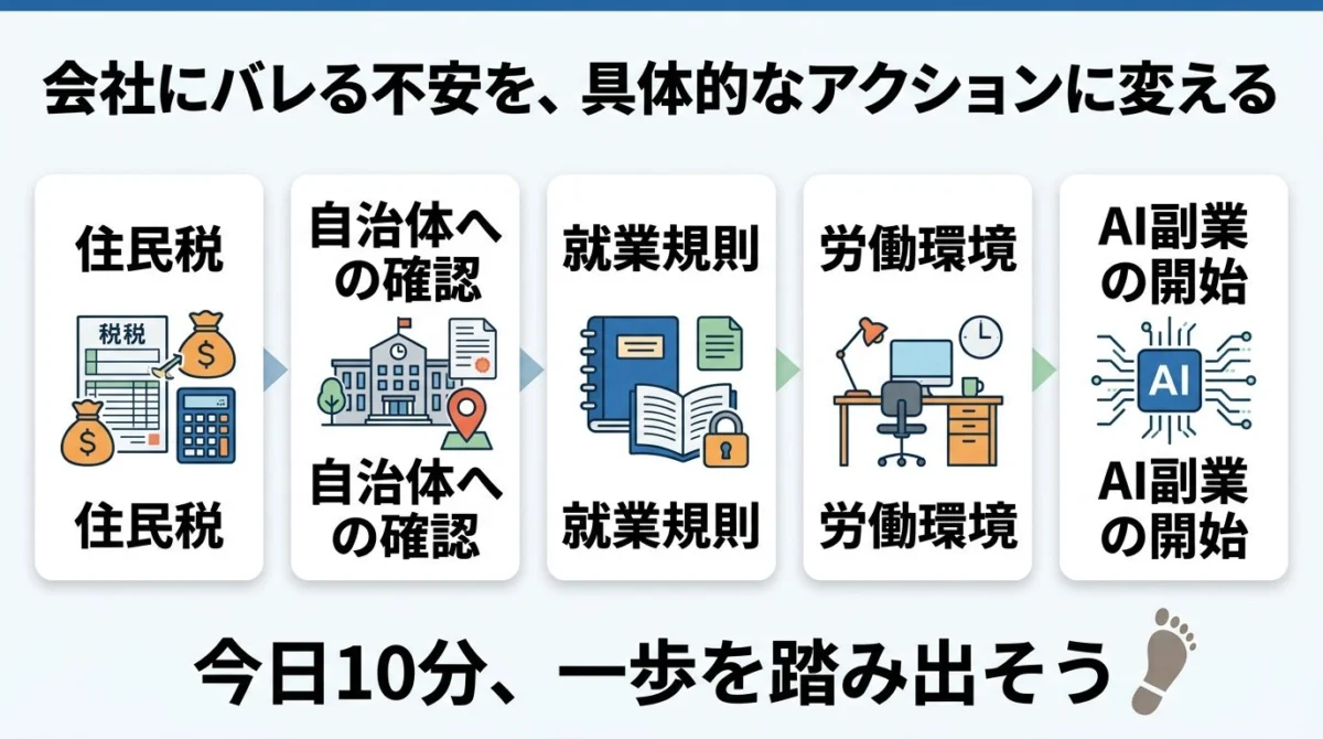会社バレ不安を手順に変える全体図