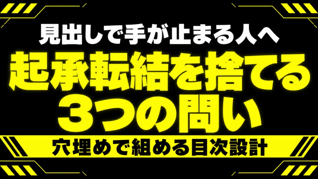 【構成の罠】起承転結で消耗するな。読者を迷子にさせない「3問固定」の自動ライティ…